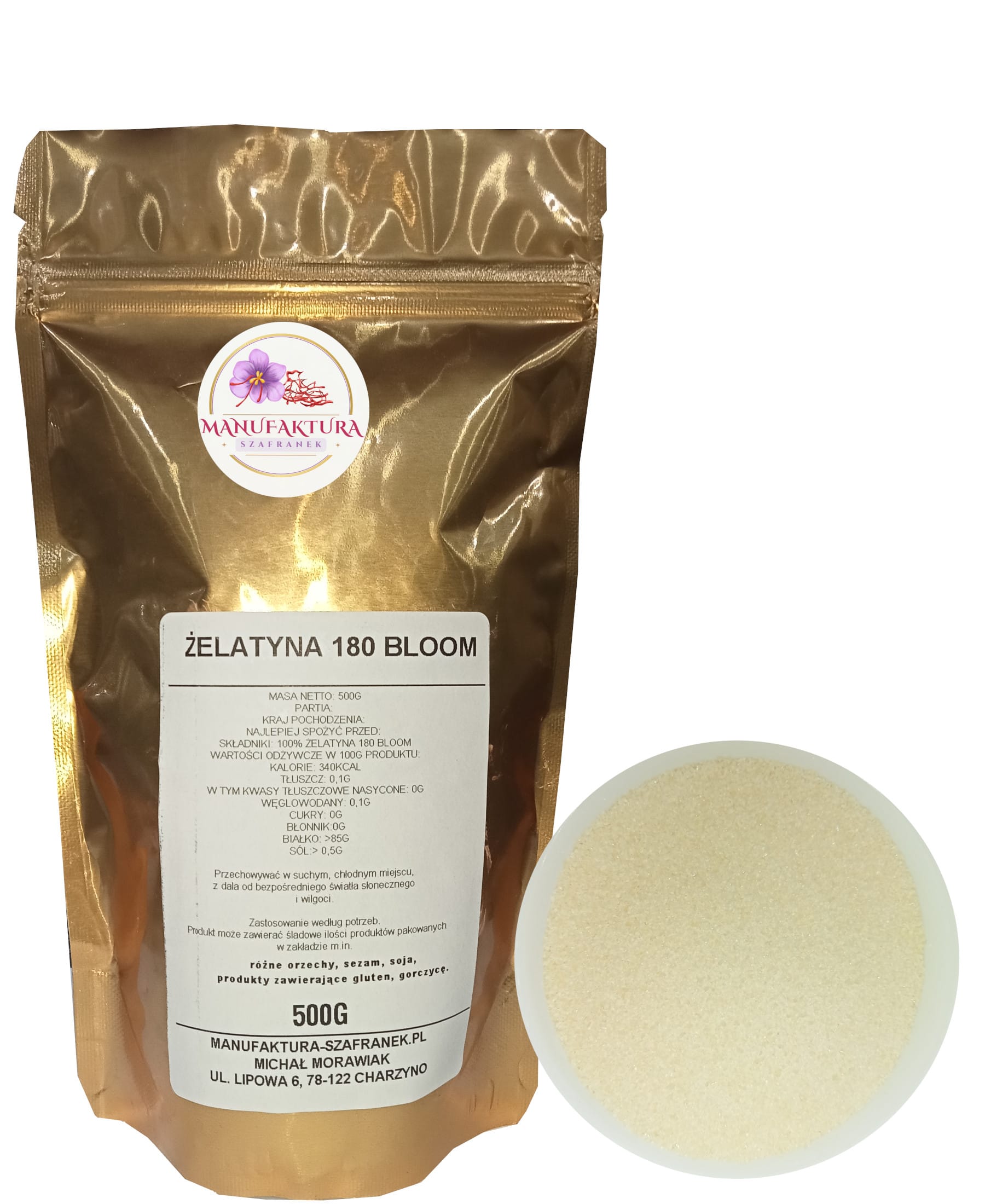 ŻELATYNA SPOŻYWCZA 180 BLOOM 500g