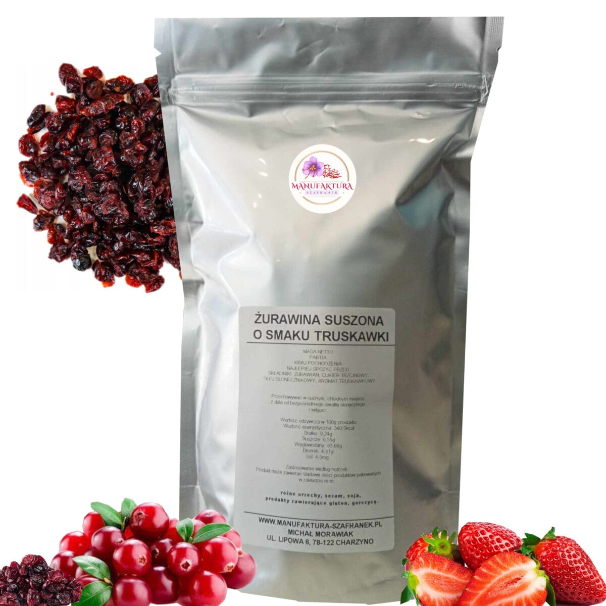 ŻURAWINA I TRUSK — kopia Żurawina suszona cięta o smaku truskawkowym 500g
