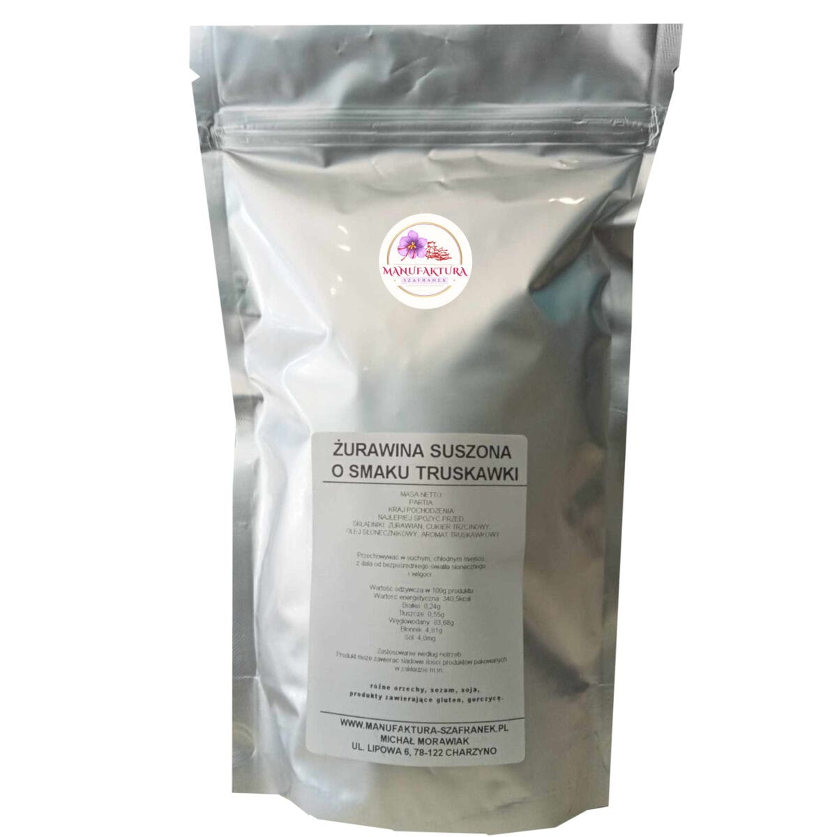 ŻURAWINA TRUSKAWK Żurawina suszona cięta o smaku truskawkowym 500g