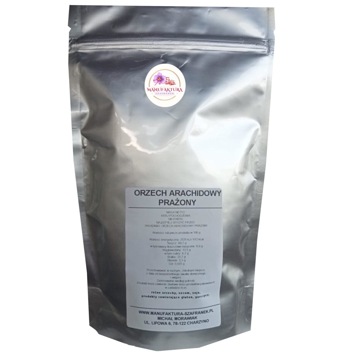 ORZECHY ZIEMNE ARACHIDOWE PRAŻONE 500G BEZ SOLI