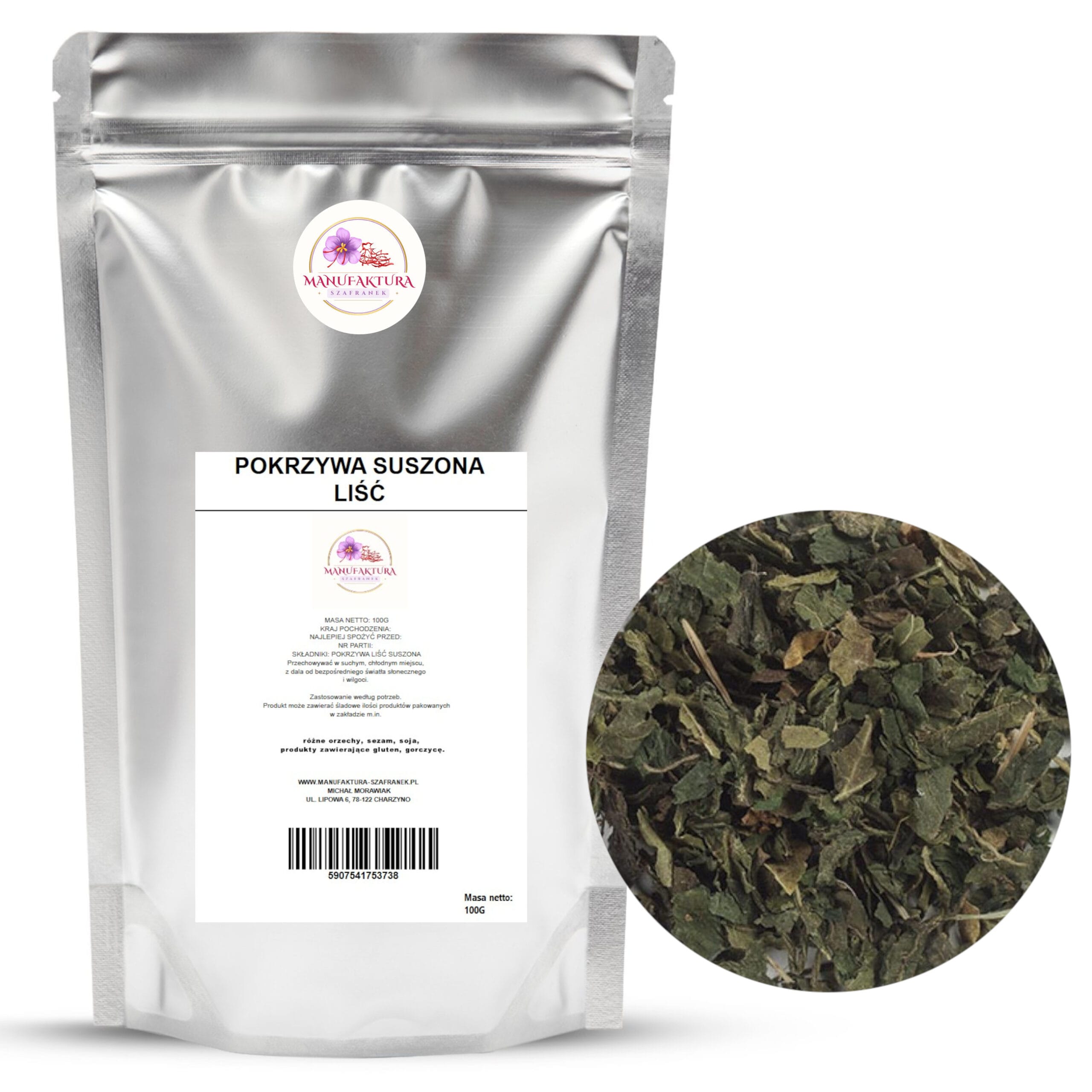 POKRZYWA 100G+KOLO POKRZYWA HERBATA ZIOŁOWA Liście pokrzywy naturalna