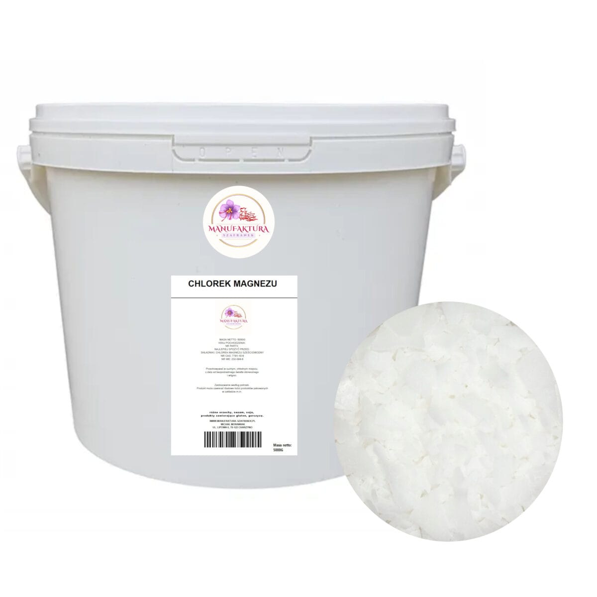 CHLOREK 5KG +KOLO CHLOREK MAGNEZU SZEŚCIOWODNY 5kg do kąpieli czysty 100% płatki