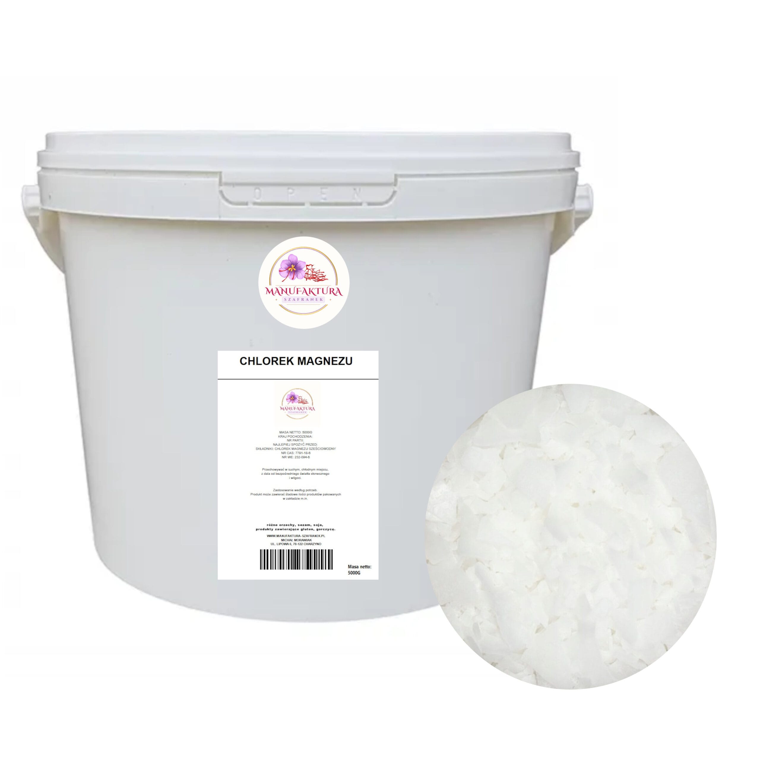 CHLOREK MAGNEZU SZEŚCIOWODNY 5kg do kąpieli czysty 100% płatki