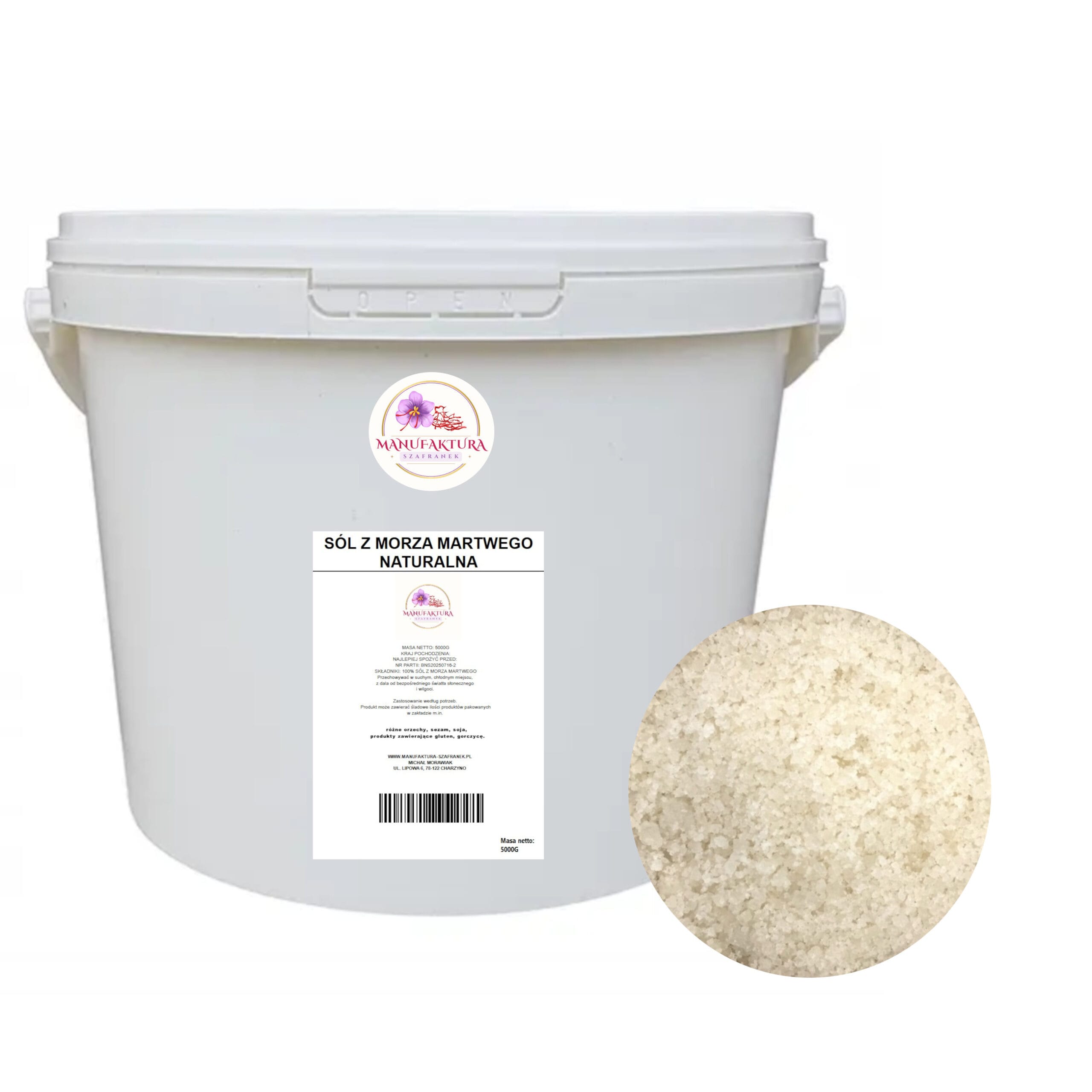 SÓL Z MORZA MARTWEGO 5KG WIADRO+KOLO Sól z Morza Martwego naturalna do kąpieli relaksująca nieoczyszczona 5 kg