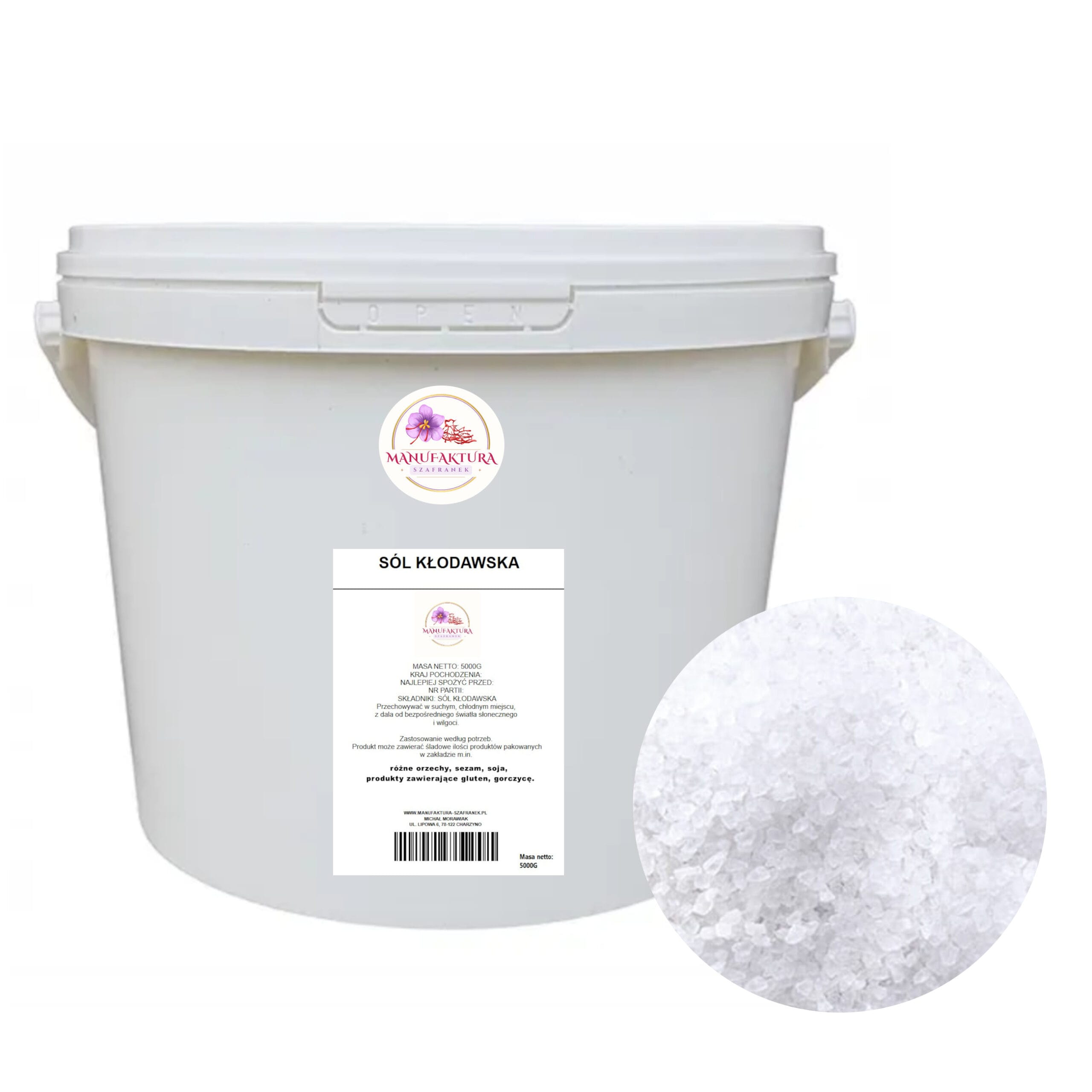 sól kłodawska 5kg wiadro+kolo SÓL KŁODAWSKA biała sól kamienna 5kg