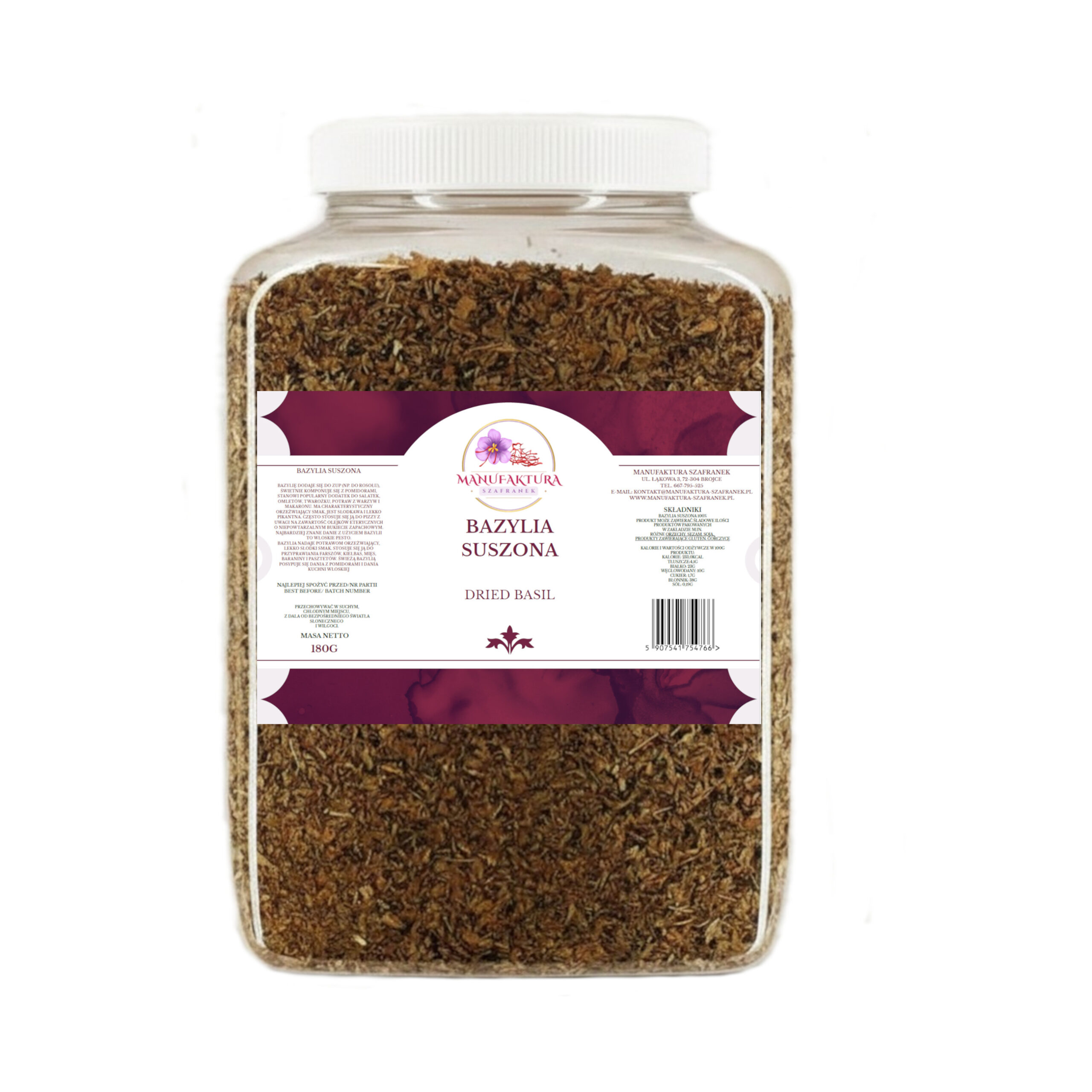 BAZYLIA SUSZONA 180G SŁOIK PET