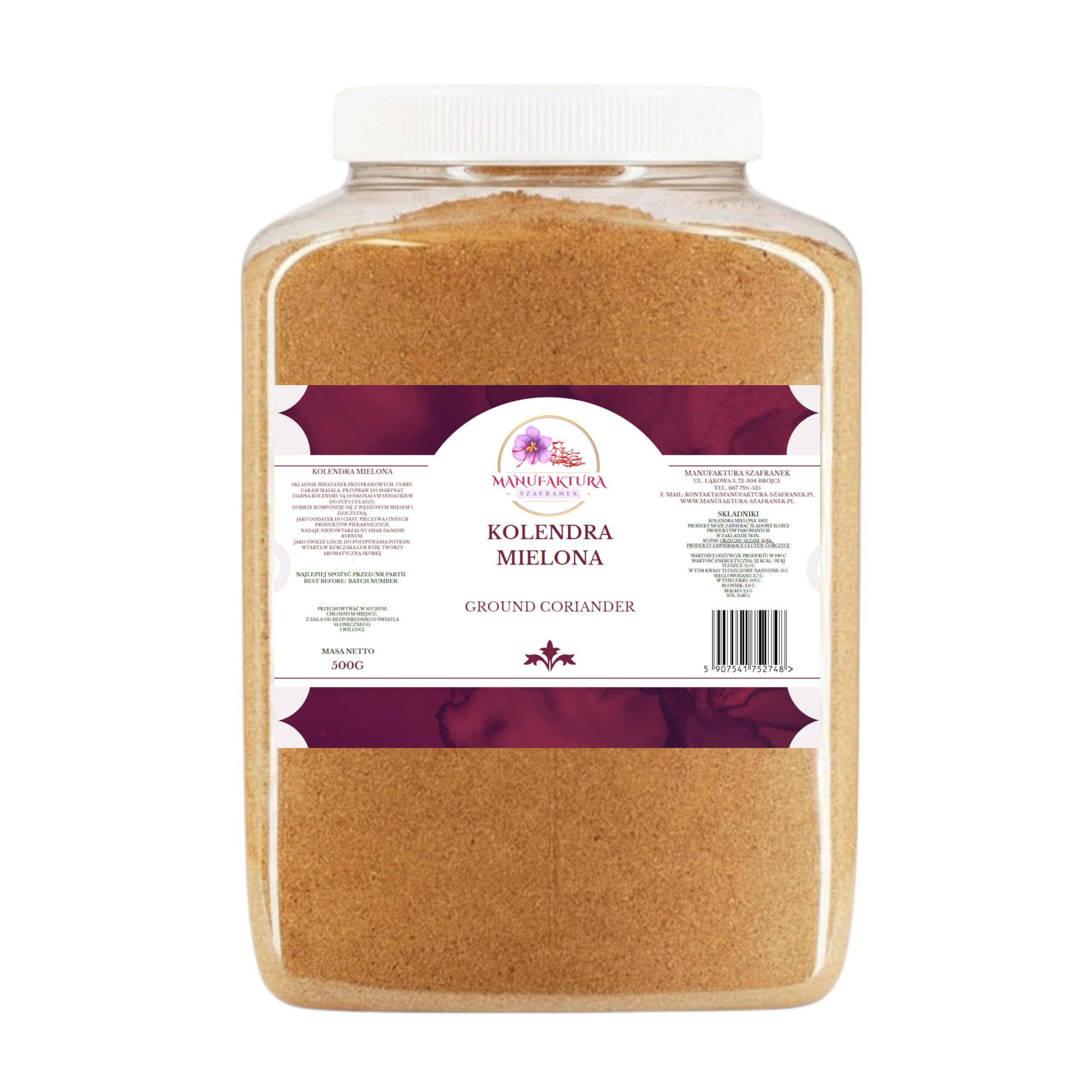 KOLENDRA MIELONA 12 x 500G SŁOIK PET